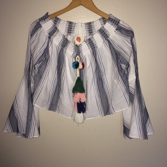 Anthropologie Lilka Playa Striped Off Shoulder Top - Picture 4 of 12